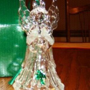 GALWAY IRISH CRYSTAL/ ANGEL BELL ORNAMENT with Doves Birds